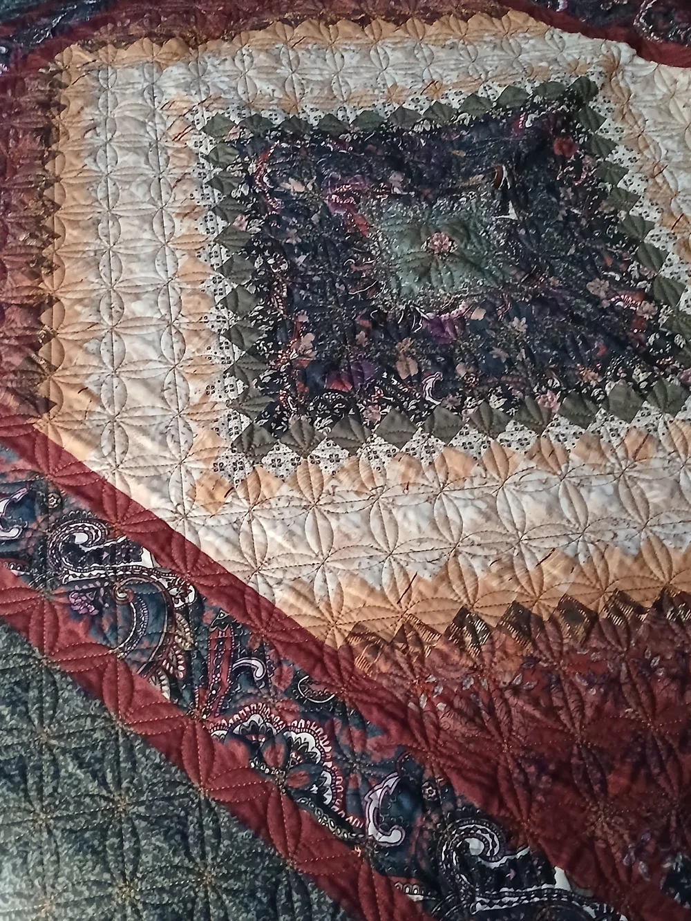Spice Patchwork Paisley Quilted Throw Blanket - Red, Green & Gold
